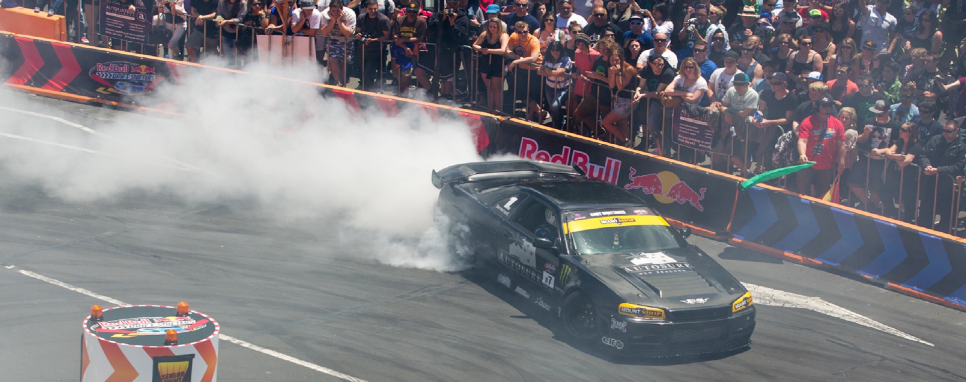 Red Bull Drift Shifters car drifting the course