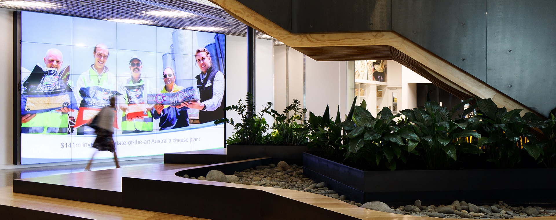 25 panel video wall at Fonterra's general public area