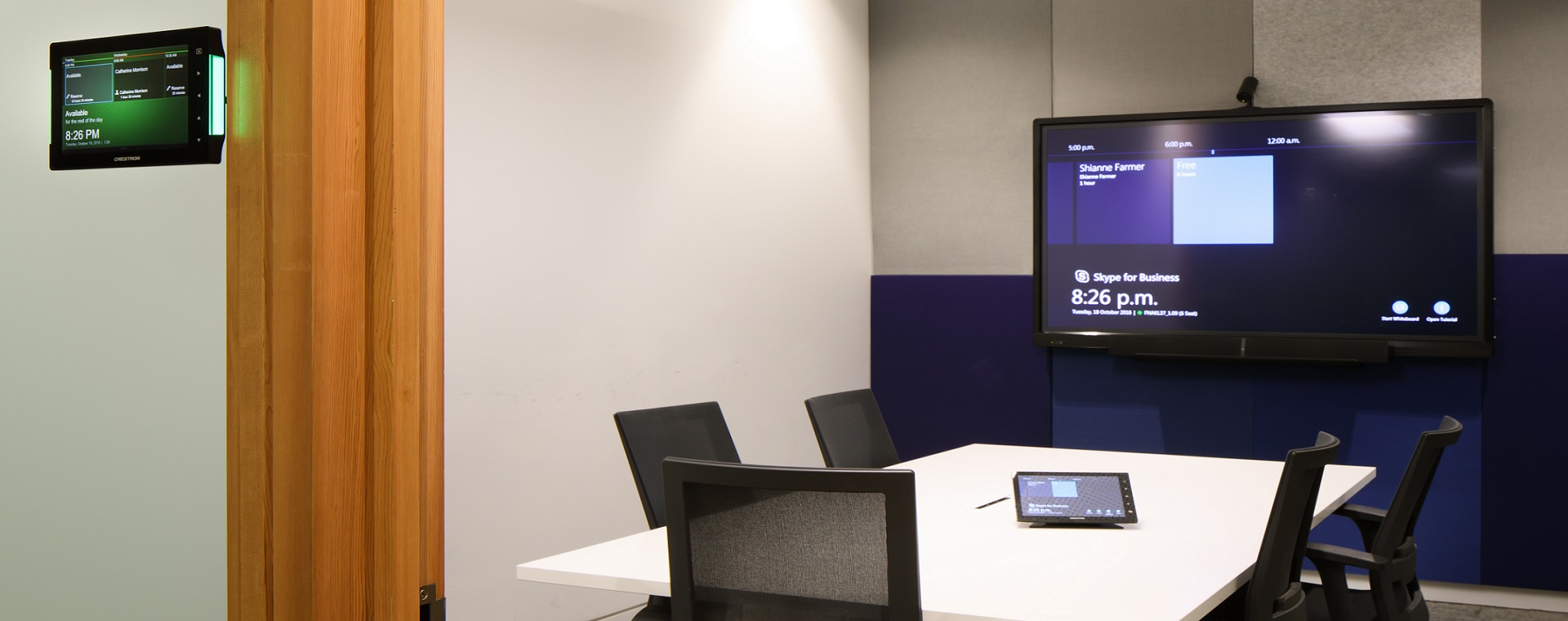 Room booking system, touchscreen control and video conferencing system in a meeting room at Fonterra Global Headquarters