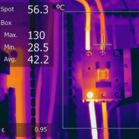 Infrared image showing temperature within a switchboard